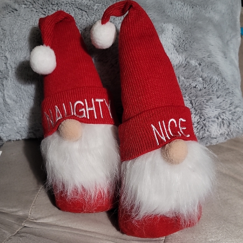 Red Naughty and Nice Gnome Decor
